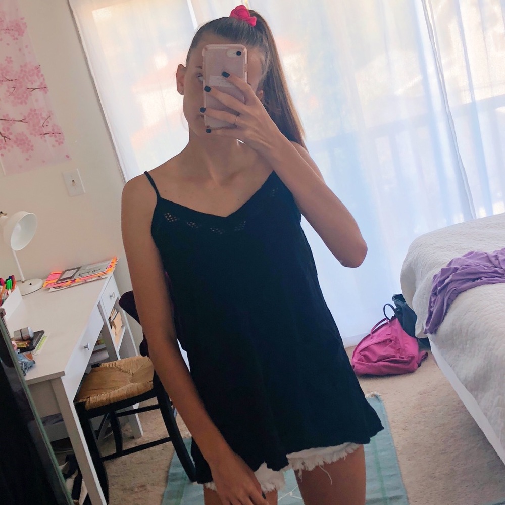 Black LF Crochet Detailed Flowy Tunic/ Dress